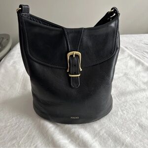 FOUNT LEATHER THE ARLINGTON SHOULDER BAG in Peppercorn, EUC